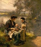 Leon Augustin Lhermitte Woman with Child and Two Children oil painting